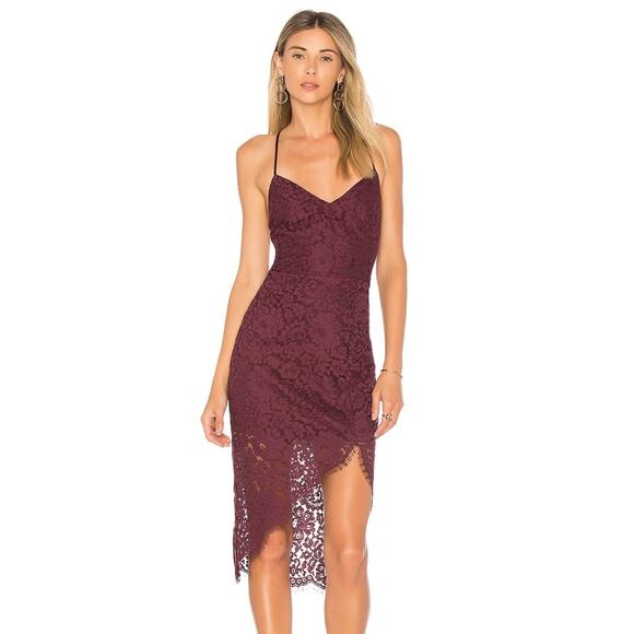 Lovers & Friends Skylight Midi Dress Merlot Wine Lace Up Sleeveless Sz S - Picture 1 of 14